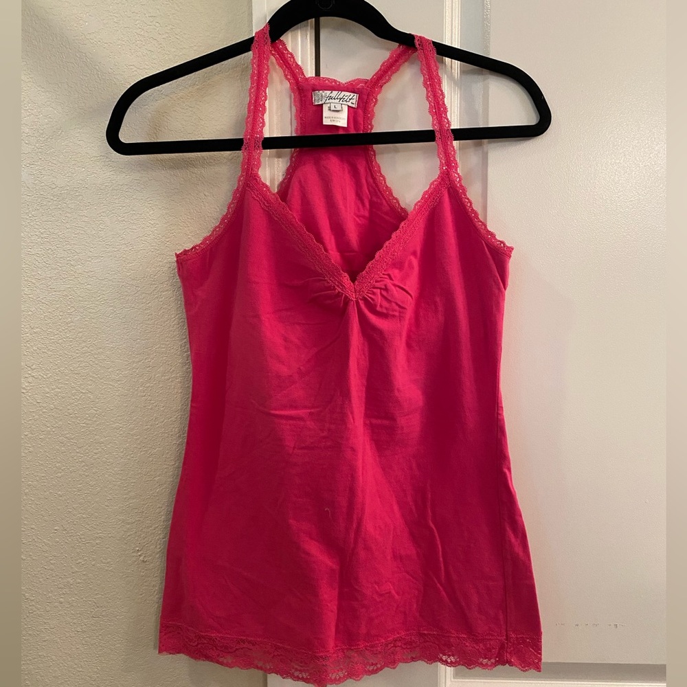 Hot pink racerback cami tank. Built in bralette. L